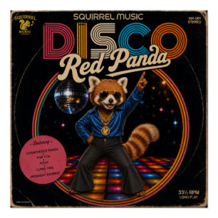 Póster Panda Rojo Disco