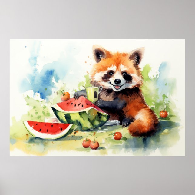 Póster Panda Rojo Relajándose En Un Jardín De Diversión A (Frente)