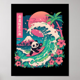 Póster Panda Surfing Ola Japonesa Gran Ola _6