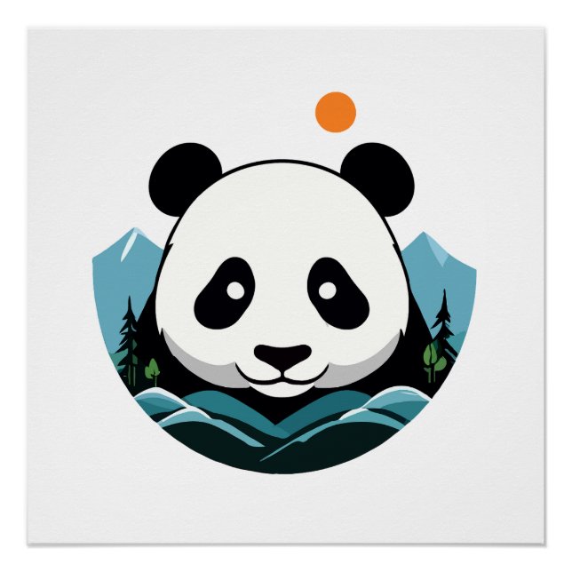 Póster Panda Vector Arte Animal Moderno Ciudad Urbana Grá (Anverso)