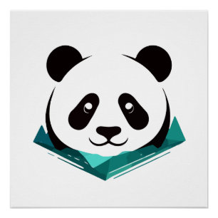 Póster Panda Vector Arte Animal Moderno Ciudad Urbana Grá