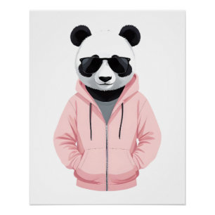 Póster Panda Viendo Carácter Animal De Hoodie Gracioso En