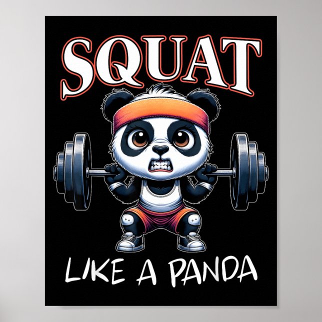 Póster Panda Weightlifting Fitness Funny Gym Quote Squat  (Frente)