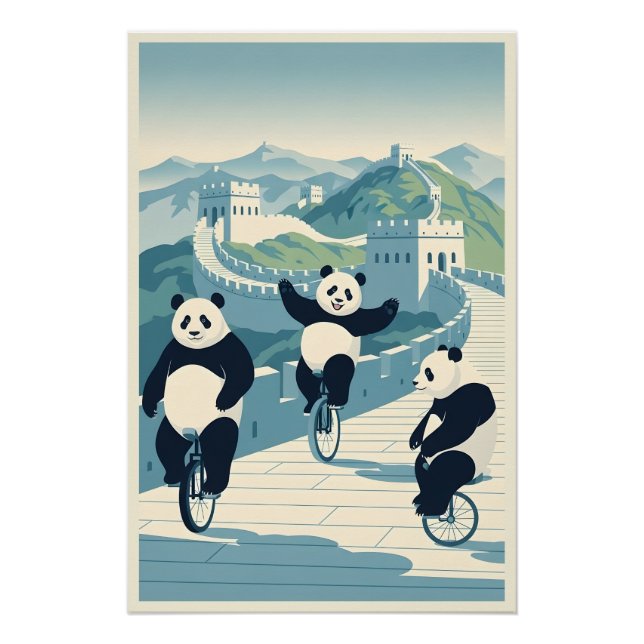 Póster Pandas divertidos en China (Anverso)
