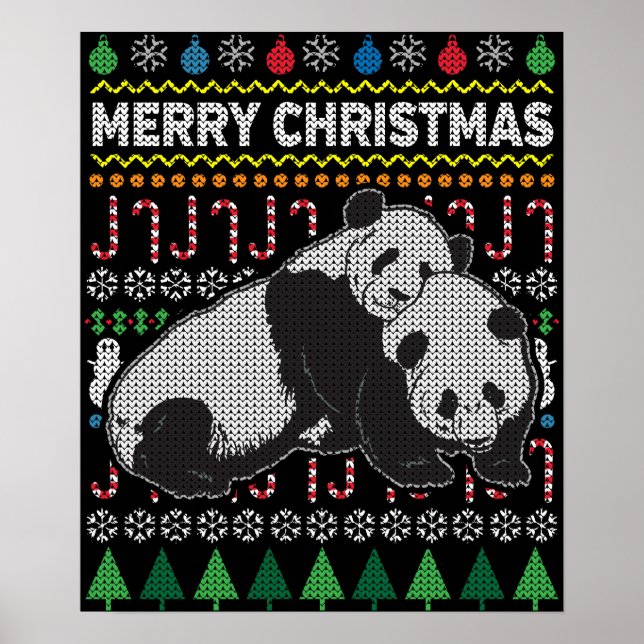 Póster Pandas Navidades feos Sweater Wildlife Series (Frente)