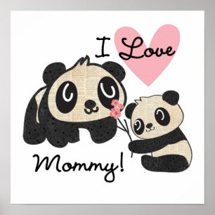 Póster Pandas que amo a mamá