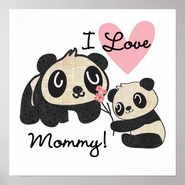 Póster Pandas que amo a mamá (Frente)