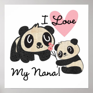 Póster Pandas que amo a mi nana