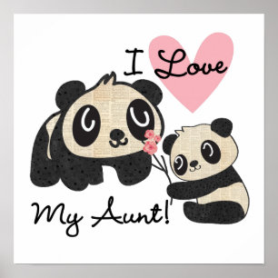 Póster Pandas que amo a mi tía