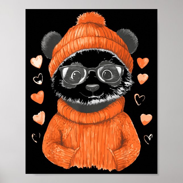 Póster Pandas With Hearts Love Valentine's Day Women Hear (Frente)