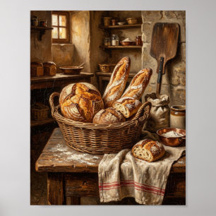 Póster Panecillos de panadería francesa antigua