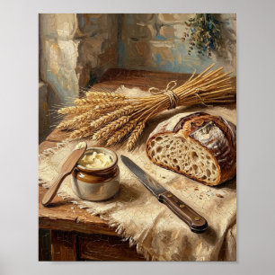 Póster Panecillos de panadería francesa antigua