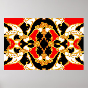 Póster Panel complejo de Rococo con elementos florales