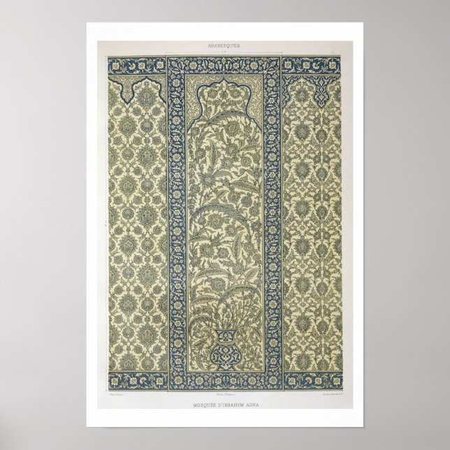 Póster Panel de azulejos de la mezquita de Ibrahym Agha,  (Frente)
