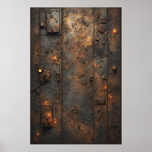 Póster Panel de control de la búnker industrial Steampunk