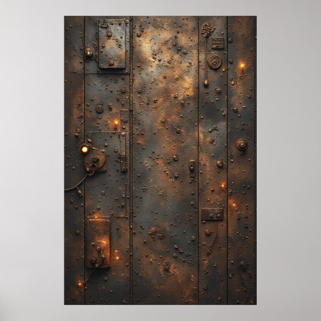 Póster Panel de control de la búnker industrial Steampunk (Frente)