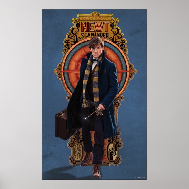 Póster Panel de estilo Art Nouveau de NEWT SCAMANDER™ (Frente)