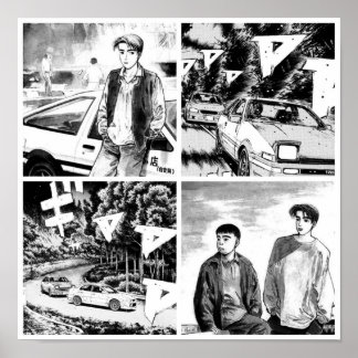 Póster Panel de Manga D inicial JDM japonés deriva
