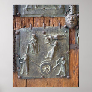 Póster Panel desde la puerta izquierda, siglo XII (bronz