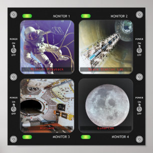 Póster Panel Monitor del transbordador espacial