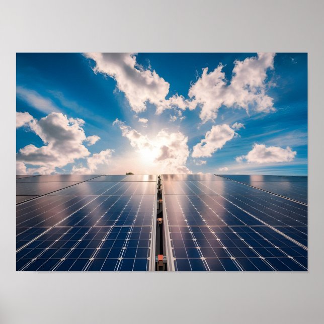 Póster Paneles solares bajo cielo azul (Frente)