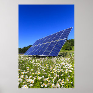Póster Paneles solares Energía verde pradera sostenible