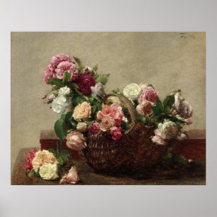 Póster Panier de Rosas - Henri Fantin-Latour