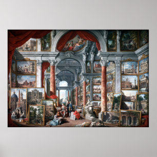 Póster Pannini - Galería de las vistas de la Roma moderna