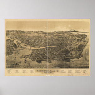 Póster Panorama antiguo de la Columbia Británica 1889 de