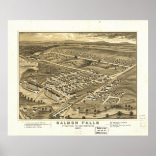 Póster Panorama antiguo de Rollinsford New Hampshire 1877
