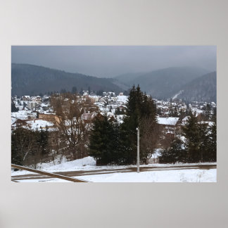 Póster Panorama de Aldea Invernal - Paisaje Rural Rumania