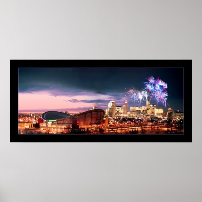 Póster Panorama de algas con fuegos artificiales. (Frente)