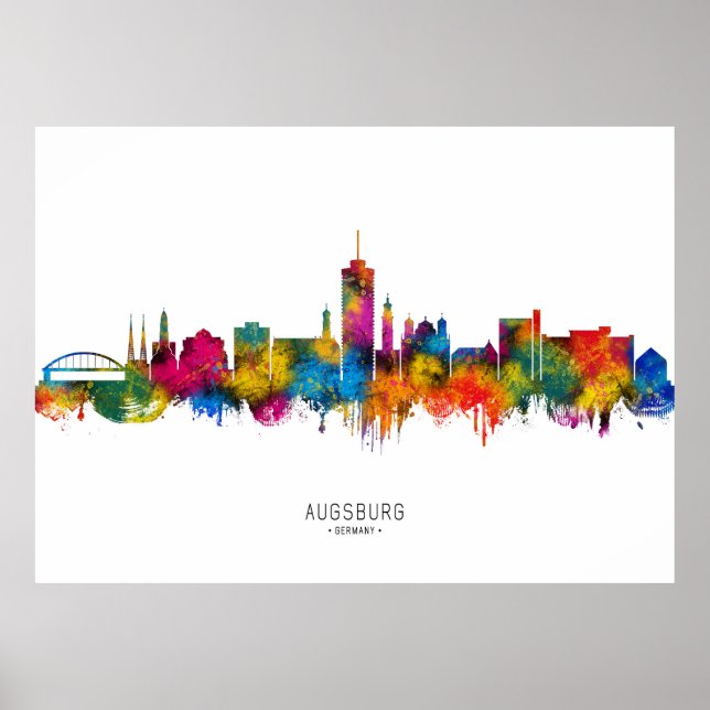 Póster Panorama de Augsburg Alemania (Frente)