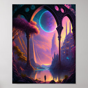 Póster Panorama de ciencia ficción fantástica