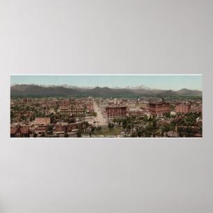 Póster Panorama de Denver City, huella vintage de América