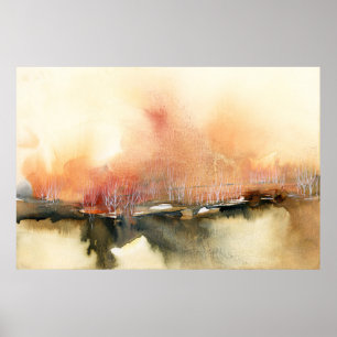 Póster Panorama de la Atmósfera del Amanecer Naranja Brow