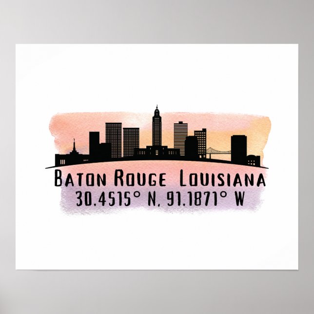 Póster Panorama de la ciudad de Baton Rouge LA  (Frente)
