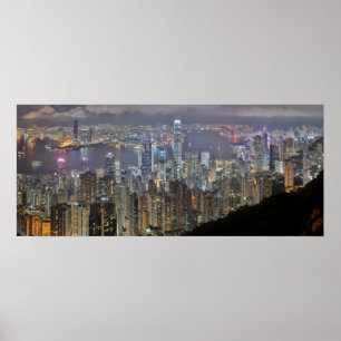 Póster Panorama de la ciudad de Hong Kong