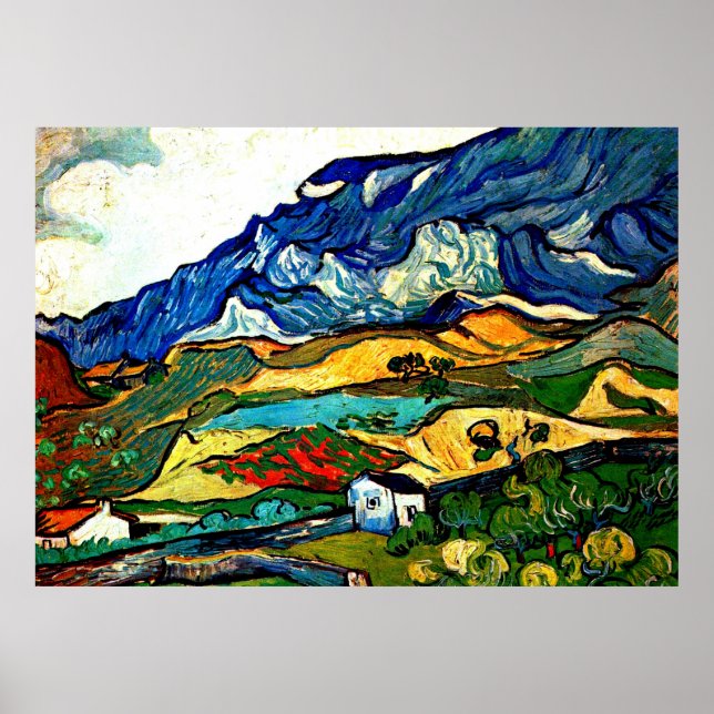 Póster Panorama de la montaña de Van Gogh - Les Alpilles (Frente)