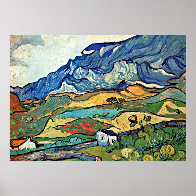 Póster Panorama de la montaña de Van Gogh - Les Alpilles (Frente)