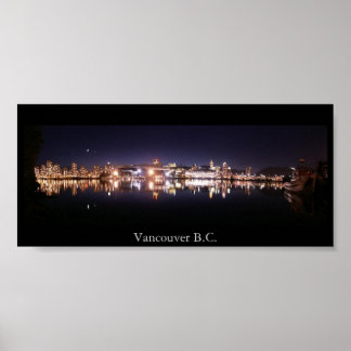 Póster Panorama de la noche de Vancouver