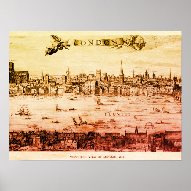 Póster Panorama de Londres en 1616 (Frente)