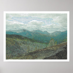 Póster Panorama de los picos de montaña de Adirondack