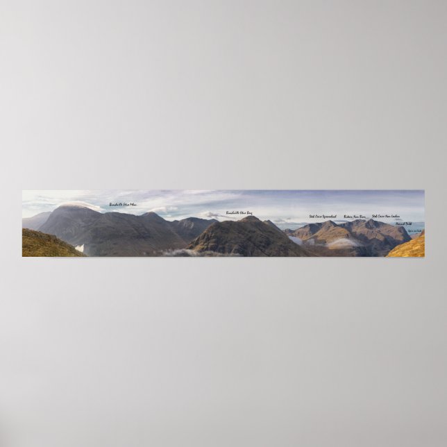 Póster Panorama de montaña Glencoe (Frente)