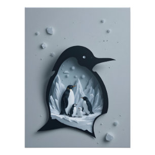 Póster Panorama de Papercraft Antártico