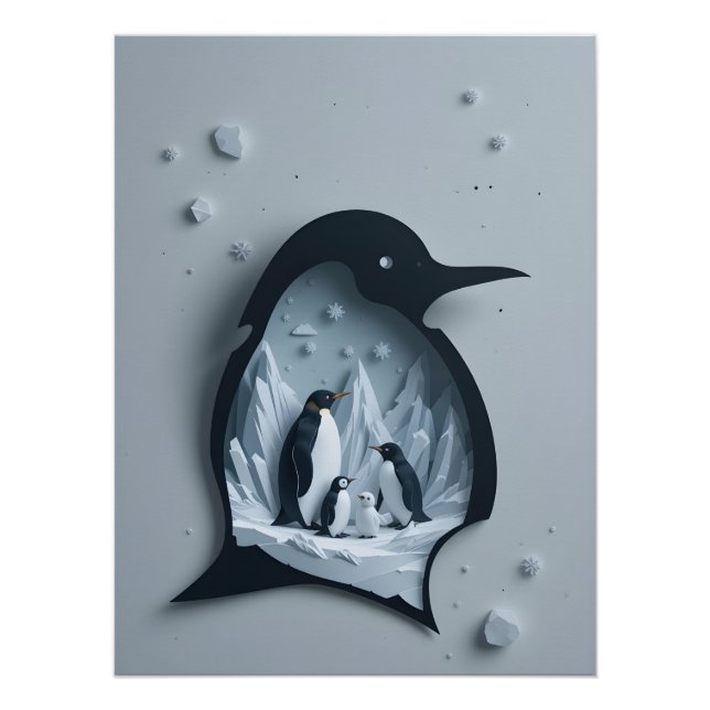 Póster Panorama de Papercraft Antártico (Anverso)