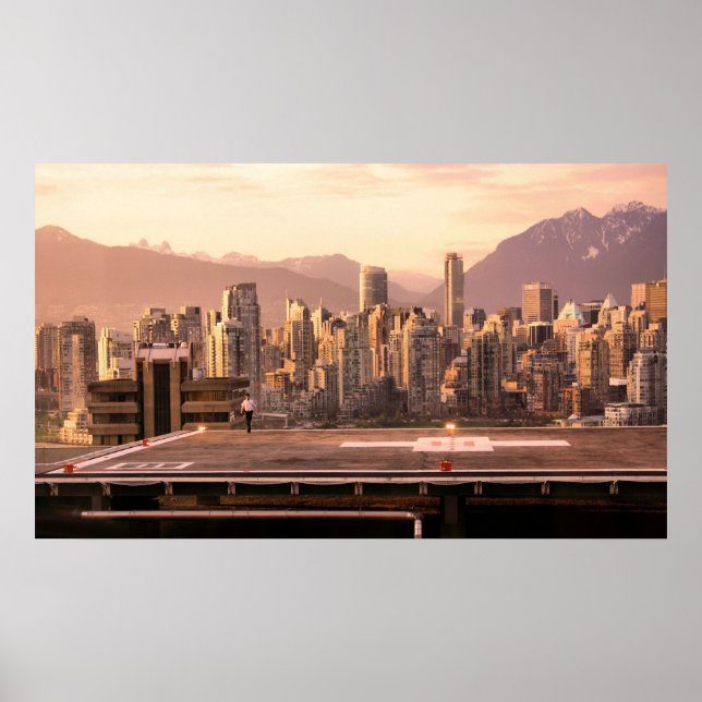 Póster Panorama del amanecer de la línea aérea de Vancouv (Frente)