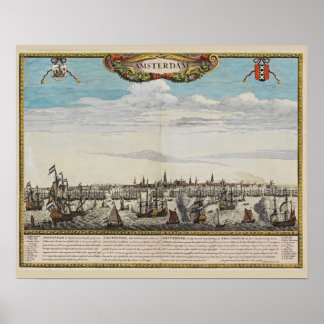 Póster Panorama del antiguo Ámsterdam