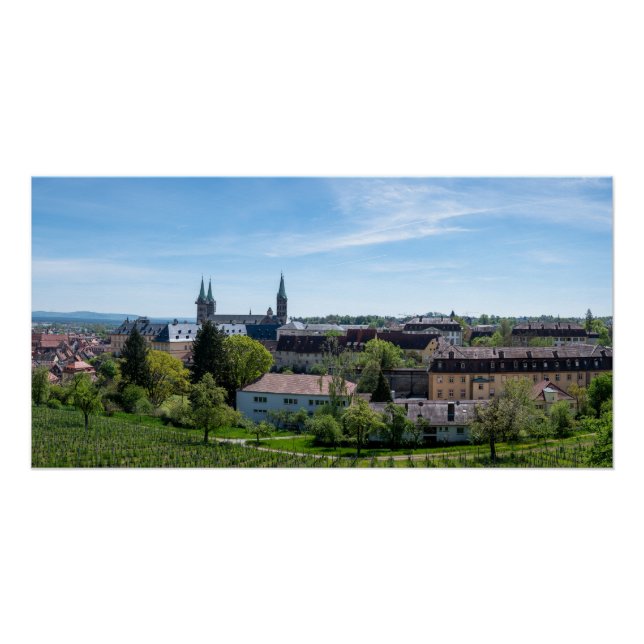 Póster Panorama del casco antiguo de Bamberg, Alemania (Anverso)