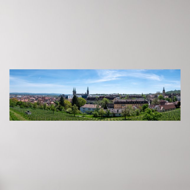 Póster Panorama del casco antiguo de Bamberg, Alemania (Frente)